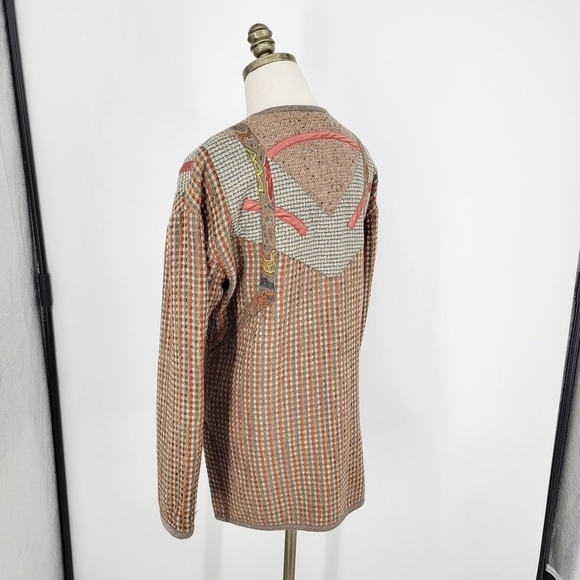 Vintage Wool Blend Blazer Jacket Button Up Plaid Funky Retro Art Print 70s 80s M - Picture 9 of 10